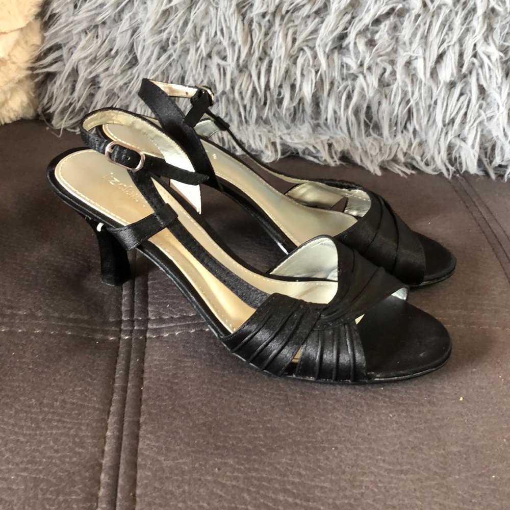 LIZ CLAIBORNE BlackSatinFabric Slingback Sandals Size 6 - Picture 3 of 7